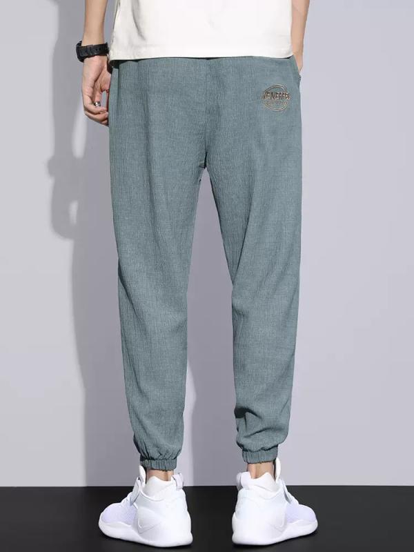 メンズ 夏 薄手 涼しい 冷感調 パンツ 韓国 スリムタイプ 裾絞り スポーツパンツ 学生 普段着 9分丈