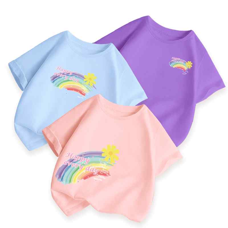Tシャツ 子供 男の子 女の子 半袖 夏 綿 幼稚園 保育園 虹 親子