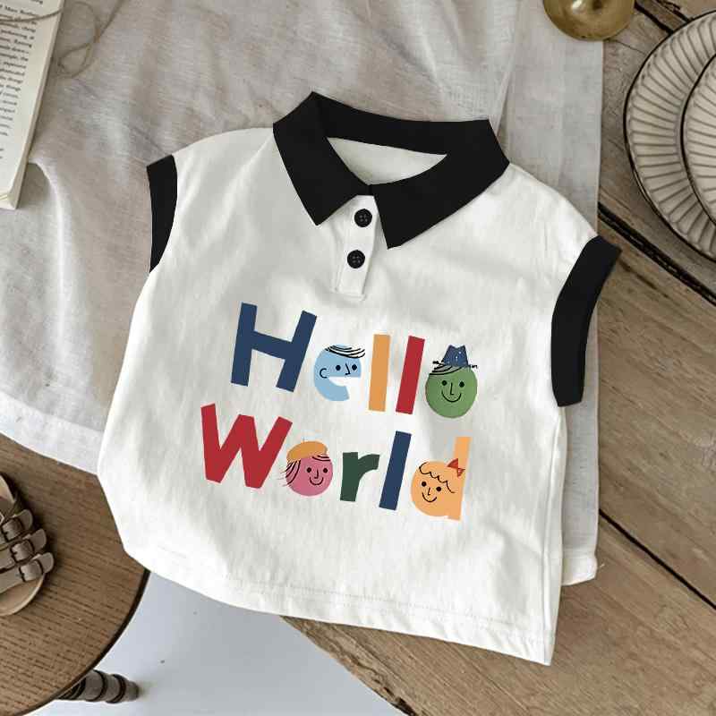 Tシャツ 赤ちゃん 男の子 女の子 夏 ポロシャツ プリント トップス 綿 ノースリーブ