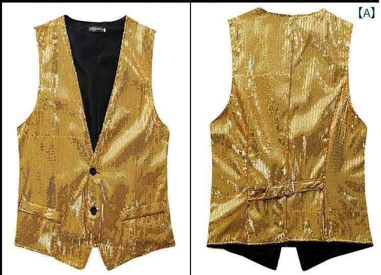 ステージ衣装 メンズ ノースリーブ レディース 子供 スリム フィット スパンコール キラキラ キラキラ ベスト 歌手 ホスト パフォーマンス 舞台 イベント ...