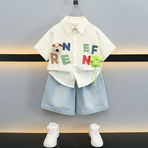 シャツ 男の子 夏 セットアップ おしゃれ 薄手 涼しい 子供服 半袖 デニム 短パン 上下セット シャツ 男の子 夏 セットアップ おしゃれ 薄手 涼しい 子供服 半袖 デニム 短パン 上下セット