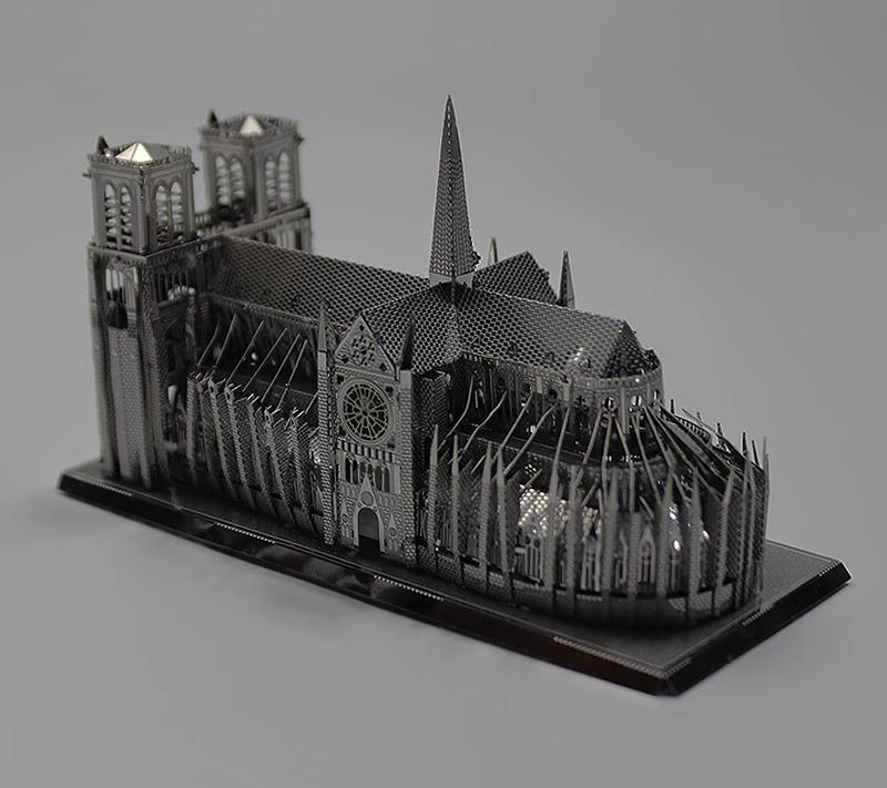 立体パズル 難しい 大人 時計じかけ ノートルダム パリ 3D メタル 組み立て シルバー おしゃれ 趣味 コレクション 模型 おもちゃ