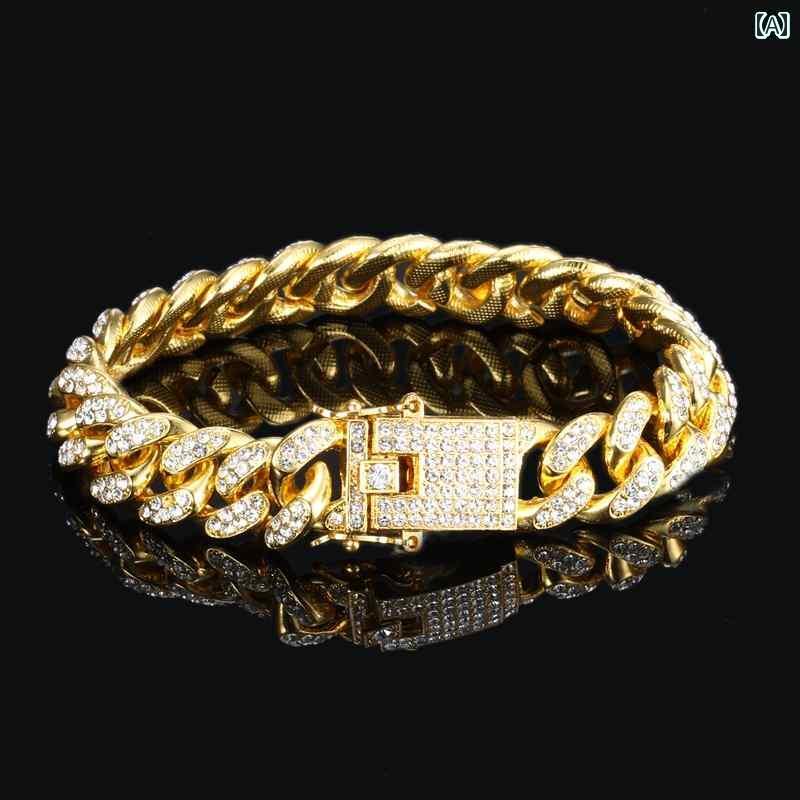 太い チェーン ネックレス 極太 マイアミ キューバン ヒップホップ つい ラップ アメリカン ストリート ICED OUT アウト メンズ レディース クール...