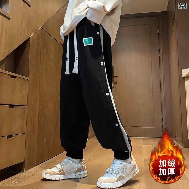 ズボン メンズ カジュアル おしゃれ パンツ 秋冬 起毛 ティーンエイジャー 子供 厚手 ウィンタースポーツ