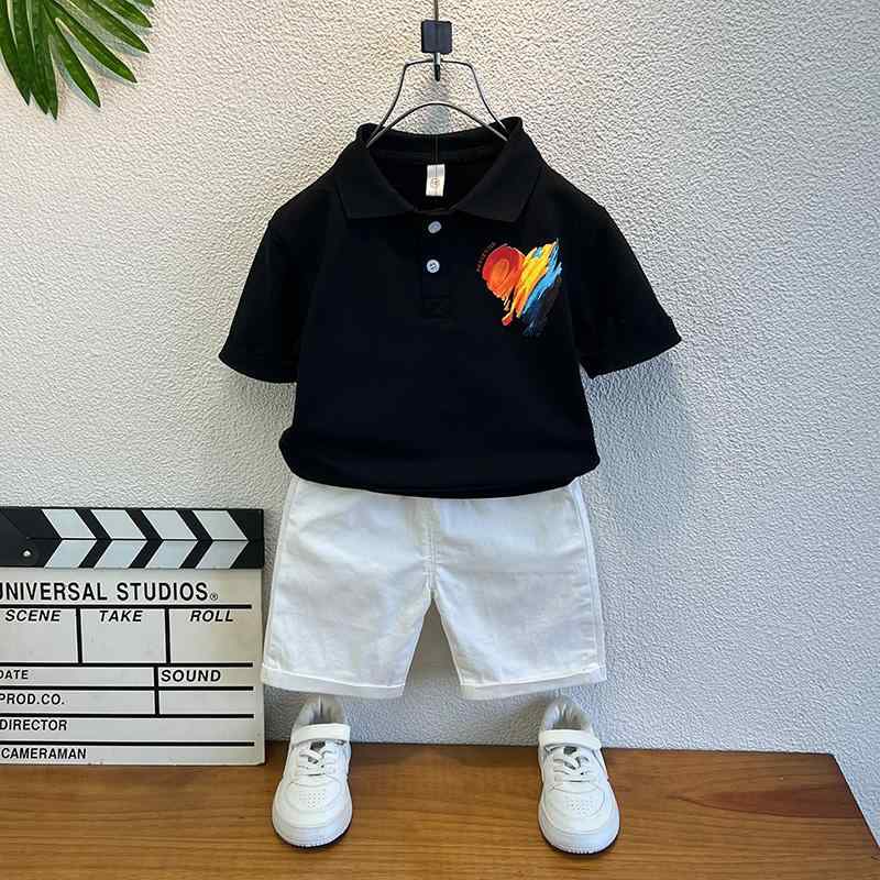 Tシャツ 男の子 半袖 ポロシャツ セットアップ 子供 綿 夏服 ベビー キッズ