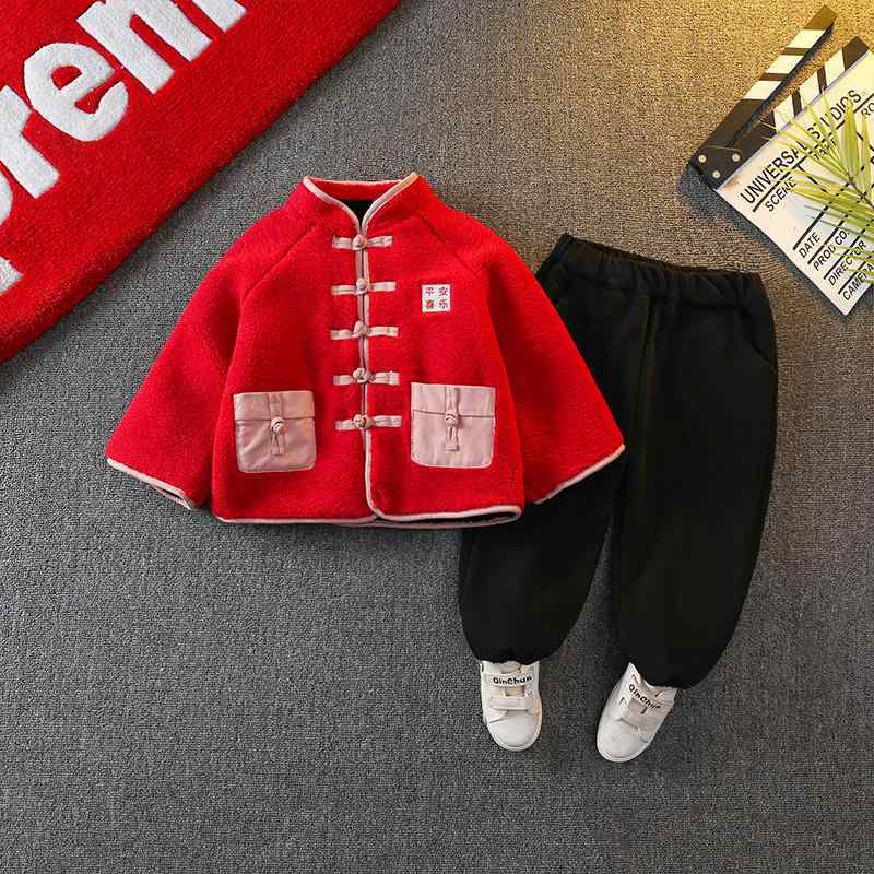 中国風衣装 男の子 冬 ベビー 子供 お正月 セットアップ