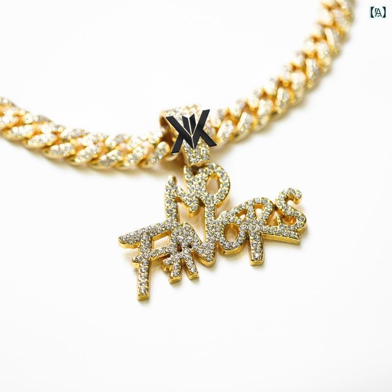 太い チェーン ネックレス 極太 マイアミ キューバン ヒップホップ つい ラップ アメリカン ストリート ICED OUT アウト フォント 文字 フル スト...