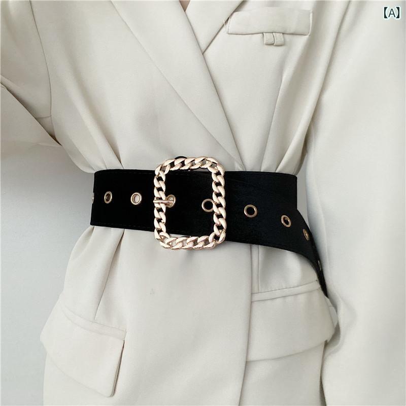 ベルト レディース 太 ウエストマーク おしゃれ ウール コート ウインドブレーカー ガードル 装飾 ワイド 韓国 スカート スーツ アウター ブラック ベージュ ブラウン