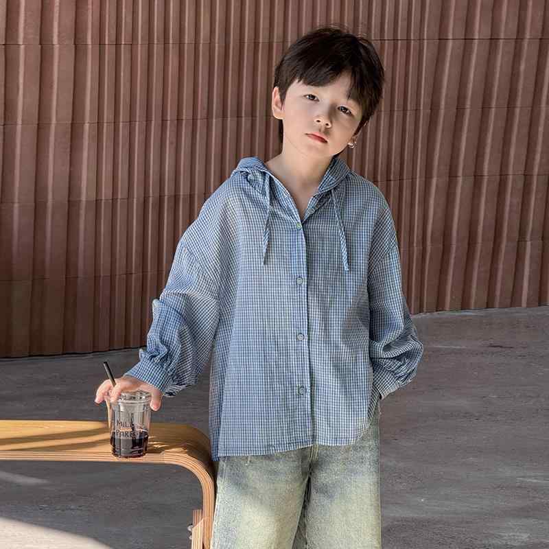 ジャケット 男の子 キッズ 子供服 薄手 涼しい 夏 格子柄 長袖 パーカー 通気性 快適 快適