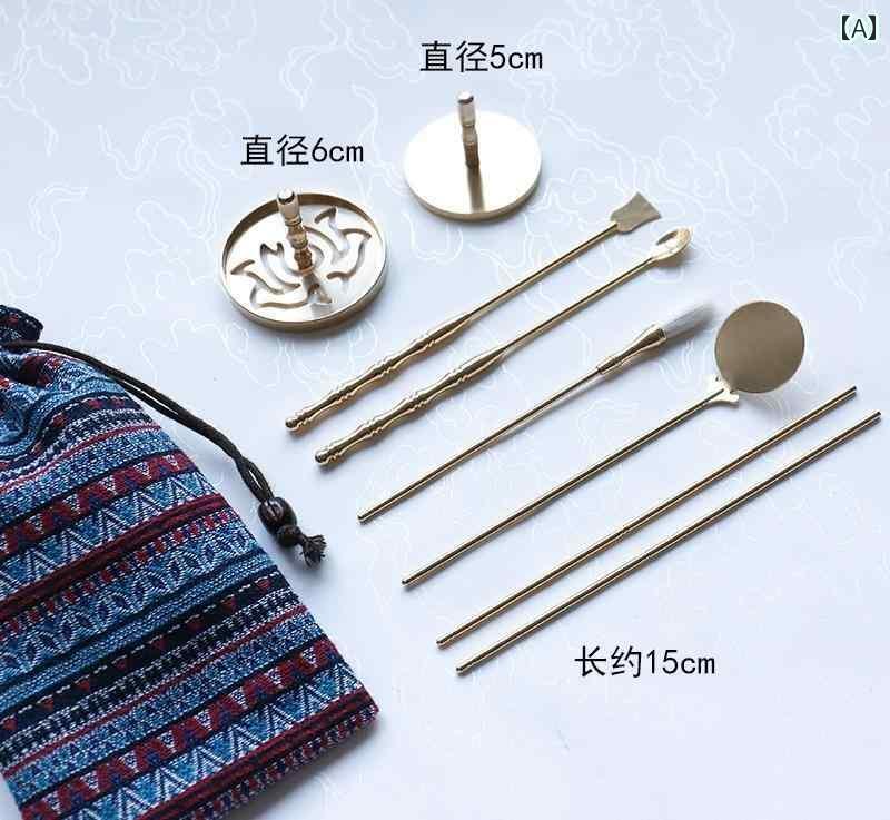 香道具 セット 入門 初心者 家庭 スターターセット 灰押 蓮 銅 七分丈 袋 収納 リラックス 寝室 リビング 茶室 寺院 仏具 香炉 ブラシ