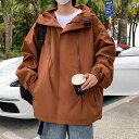 ウインドブレーカー メンズ 春秋 アウトドア 登山 スポーツ マウンテンパーカー カジュアル 大きめサイズ ゆったり フード シンプル 無地 黒 赤 茶(4)