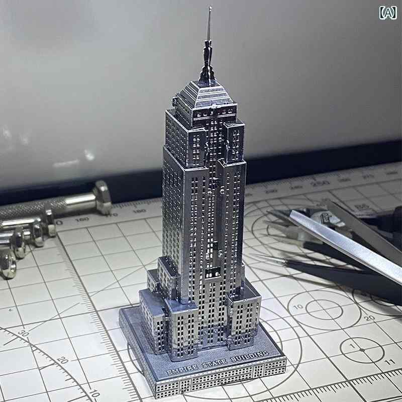 立体パズル 大人 金属 趣味 コレクション ディスプレイ インテリア シルバー ステンレス 鉄 建物 組み..