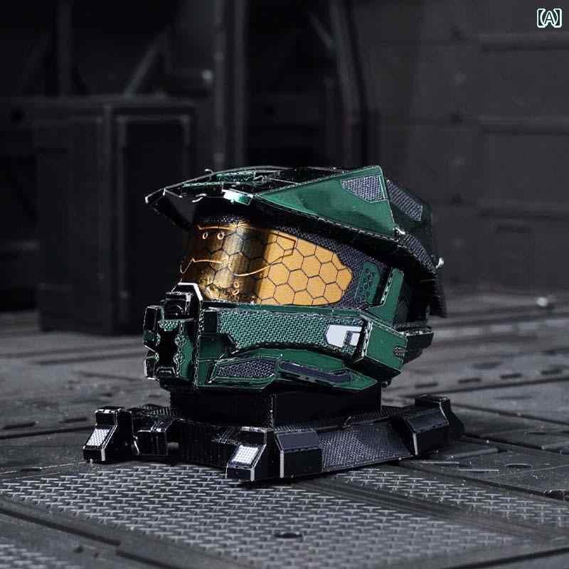 立体パズル 大人 金属 鉄 アート 組み立て 3D ミニ ナノ ヘルメット グリーン おもちゃ インテリア コ..