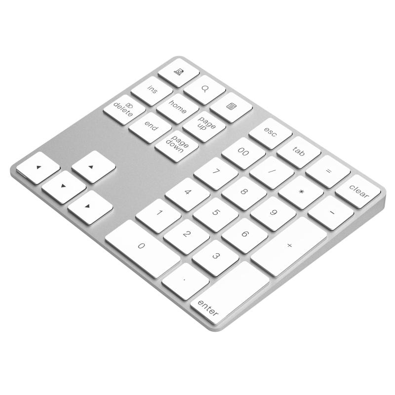 Cateck アルミニウム製 Bluetoothワイヤレス 34キーのスマート MacsとPCs向けのデザインテンキー/数字キーッパッド (充電式)
