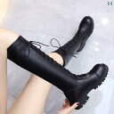 レースアップブーツ レディース 厚 秋冬 スリム ストラップ レザー 丈 編み上げ ラウンドトゥ カジュアル 太ヒール 白 黒 茶