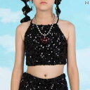 スパンコール キラキラ トップス キッズ 子供服 夏 女の子 パンツ 黒 ショーツ ジャズ ダンス ベスト キャミ かっこいい ヘアピン 三つ編み セットアップ
