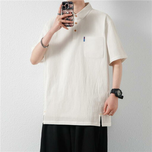 ポロシャツ メンズ 半袖 綿麻 個性 涼しい 通気性 快適 夏服 中華風 トップス ポロシャツ メンズ 半袖 綿麻 個性 涼しい 通気性 快適 夏服 中華風 トップス