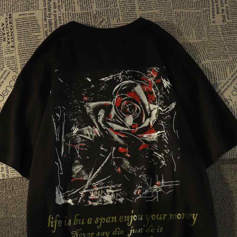 Tシャツ メンズ レディース兼 半袖 綿 花柄 アメカジ トップス(4)