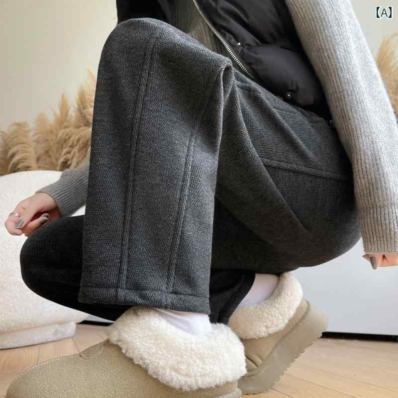 レディース ズボン カジュアル パンツ 秋冬 厚手 起毛 九分丈 ウール ハイウエスト レギンス スウェット