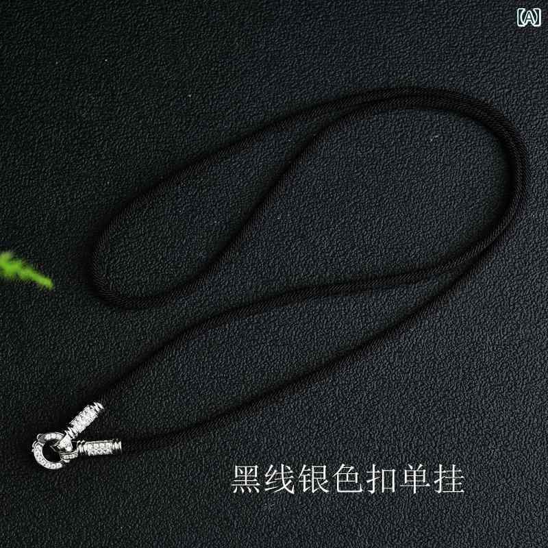 ネックレス アクセサリー ペンダントロープ 重ねけ風 ハンギング 吊り下げ ブラック ブラウン ゴールド..