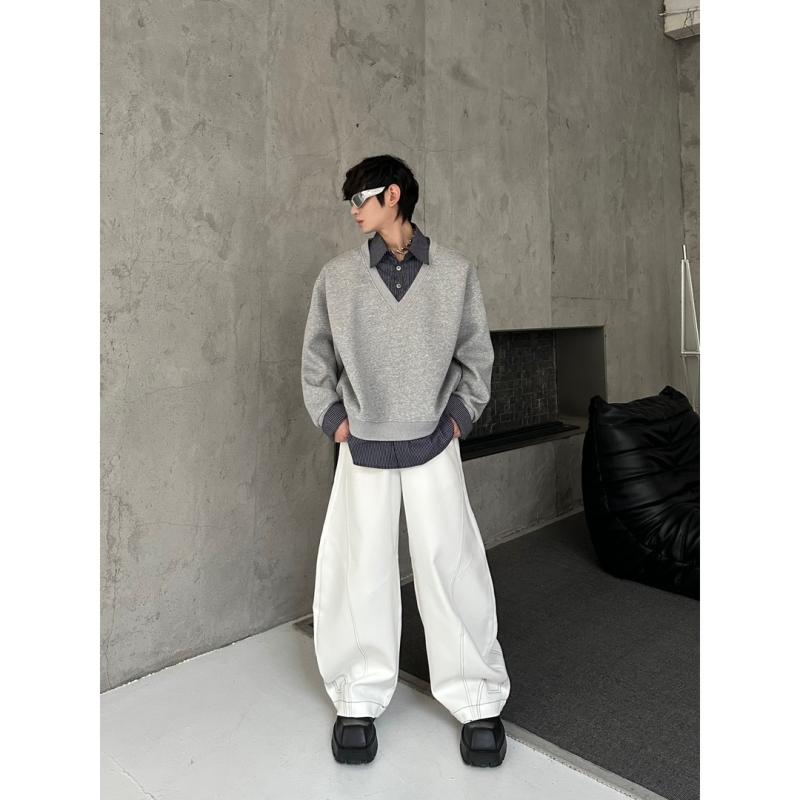 シャツ スウェット おしゃれ 重ね着風 レイヤード メンズ レディース兼 春秋 トップス