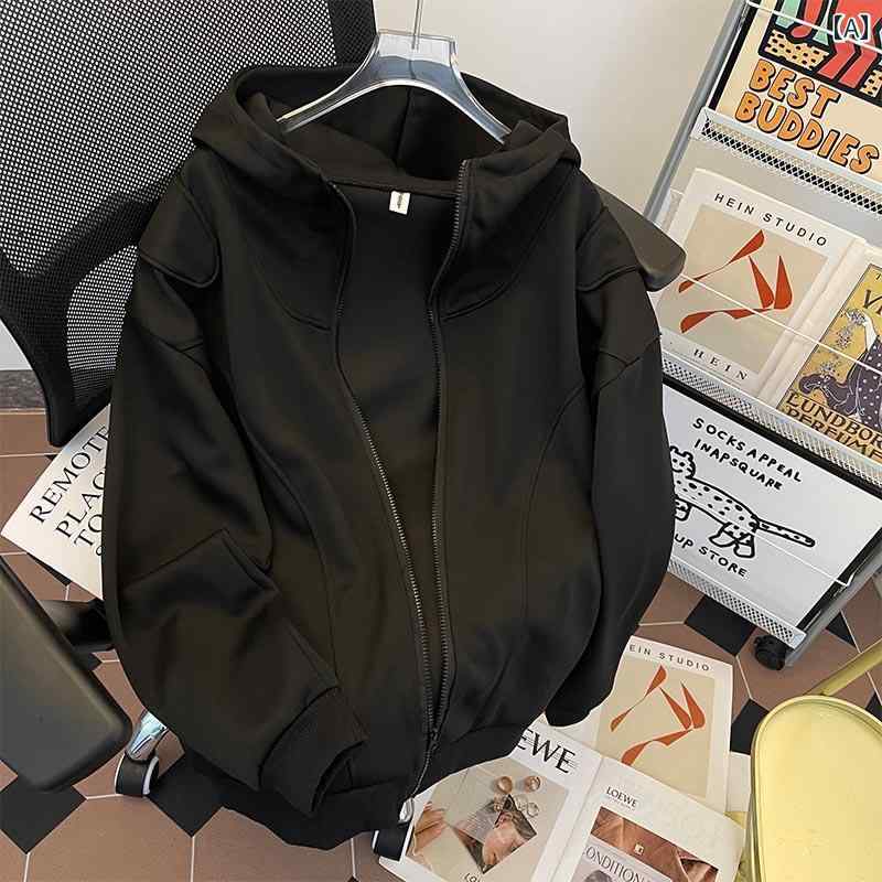 パーカー メンズ 長袖 高襟 フード スウェット カジュアル ストリート スポーツ アウター