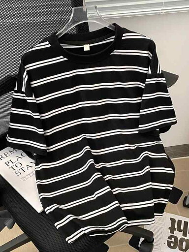 Tシャツ メンズ 半袖 丸首 綿 スポーツ カジュアル ストライプ Tシャツ メンズ 半袖 丸首 綿 スポーツ カジュアル ストライプ