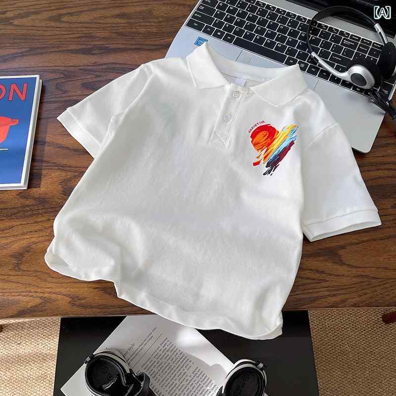 男の子 ファッション ボーイズ 子供 夏 おしゃれ カジュアル 半袖 t シャツ 綿 ポロシャツ 白 ベビー トップス 半袖 トレンディ tシャツ シャツ