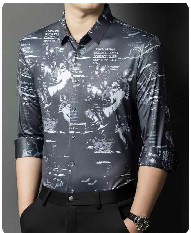 シャツ メンズ 長袖 抗シワ 冷感 プリント 花柄 父 紳士 秋