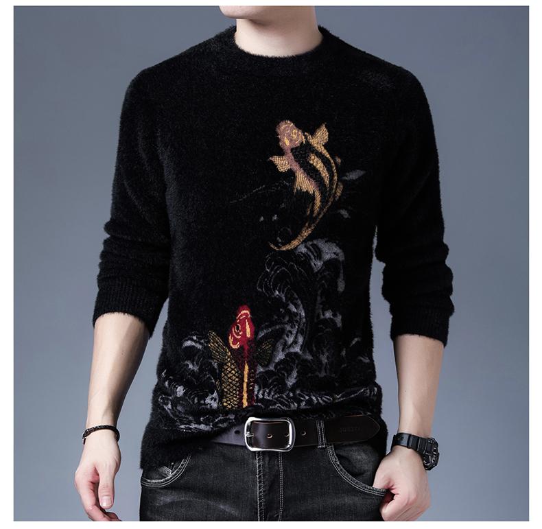 ニット メンズ 厚手 秋冬 保温 暖か ストレッチ ゆったり セーター 中国風 インナー