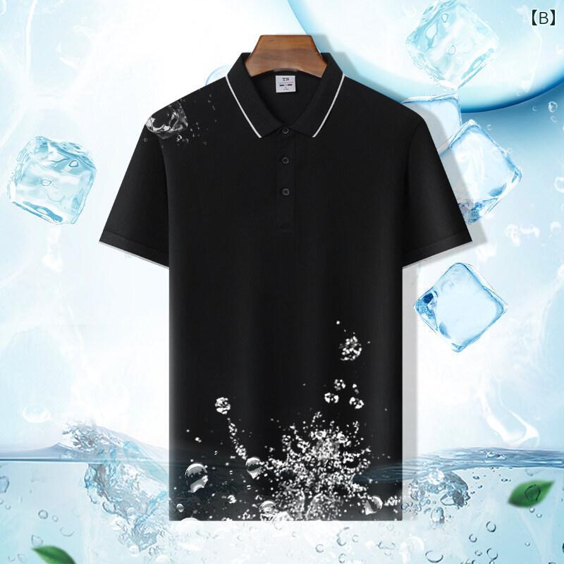 大きいサイズ Tシャツ メンズ 半袖 ポロシャツ 襟 無地 夏 冷感 涼感 父親 夏服 ゆったり