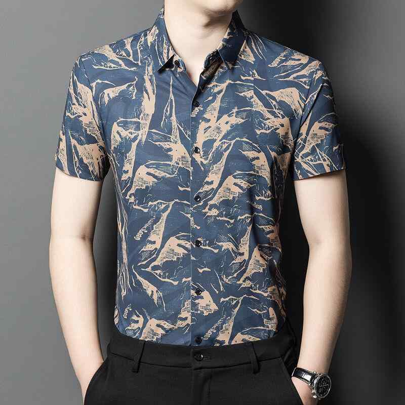 シャツ メンズ 夏 半袖 冷感 プリント 涼しい 薄手 涼しい カジュアル ビジネス