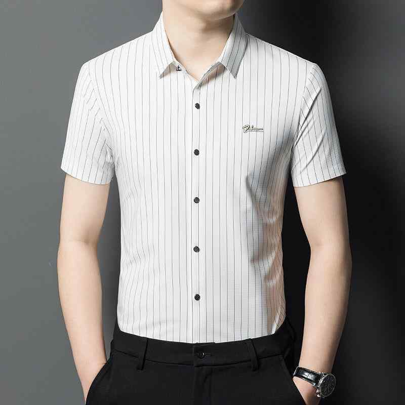 シャツ メンズ 半袖 ストライプ ビジネス カジュアル トップス