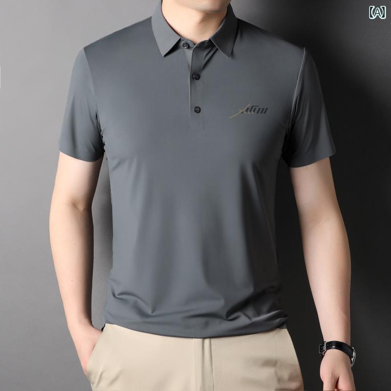 大きいサイズ Tシャツ メンズ 夏 半袖 冷感 プリント 薄手 涼しい カジュアル ポロシャツ 紳士