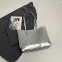 レディース バッグ 普段使い 夏 大容量 通勤 トート シルバー 千鳥格子 ショルダー