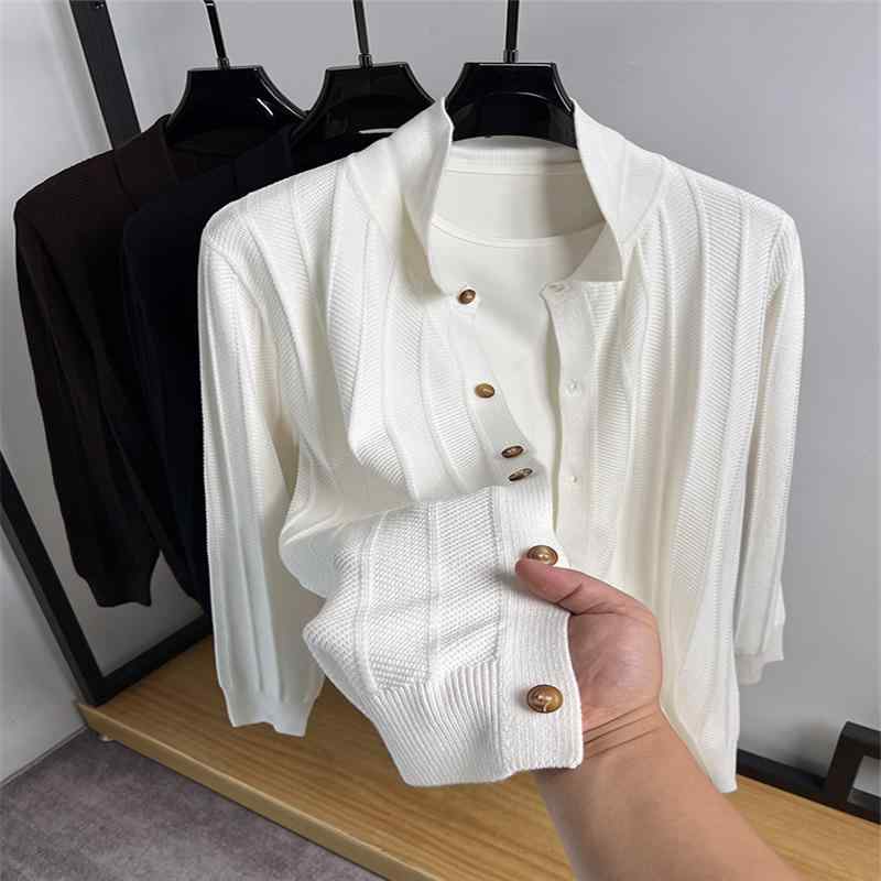 カーディガン メンズ ニット 春秋 薄手 涼しい セーター 無地 アウター