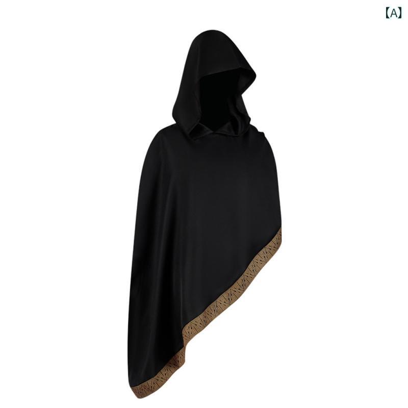 マント メンズ 中世 ゴシック 黒 フード ケープ 仮装 コスチューム