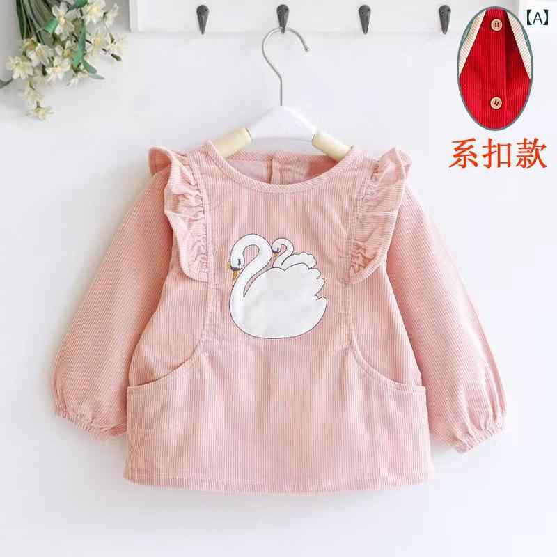 スモック 女の子 キッズ 子供 かわいい ベビー 防水 防止 お食事 コーデュロイ リバース ドレッシング ..