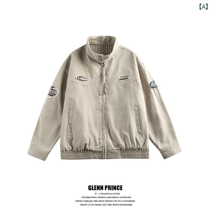 ジャケット メンズ スタンドカラー ワーク ミリタリー ブルゾン メンズ 春秋 ペア