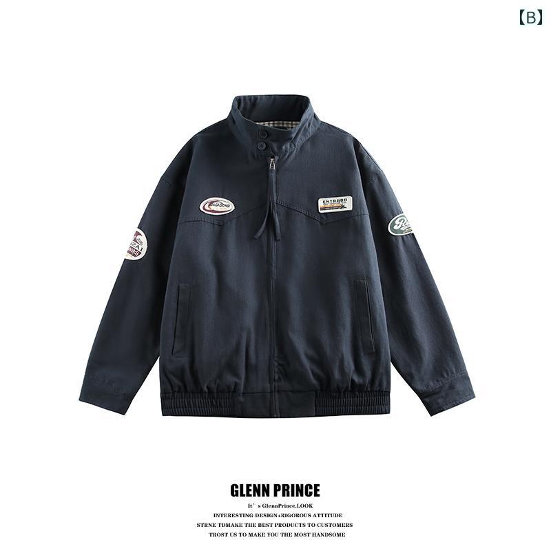 ジャケット メンズ スタンドカラー ワーク ミリタリー ブルゾン メンズ 春秋 ペア