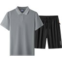 Tシャツ メンズ 半袖 ポロシャツ ハーフパンツ 短パン 上下 セットアップ 綿 混紡 ゆったり 夏