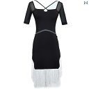 社交ダンス ラテンドレス 衣装 大人 レディース 大きめサイズ フリンジ ルンバ チャチャチャ ワンピース ラインストーン キラキラ シアー 競技着 練習服 コ...