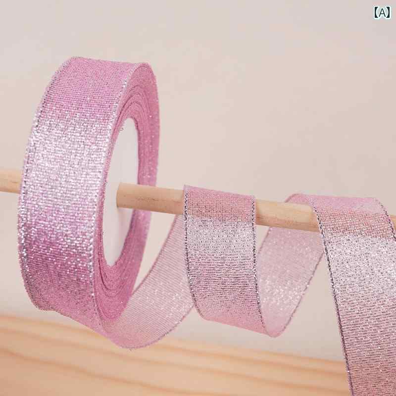 クリスマス ラッピング リボン 手芸 かわいい 25cm ケーキ フルーツ 包装 装飾 DIY ホリデー ラメ キラキラ 22m ピンク 緑 紫