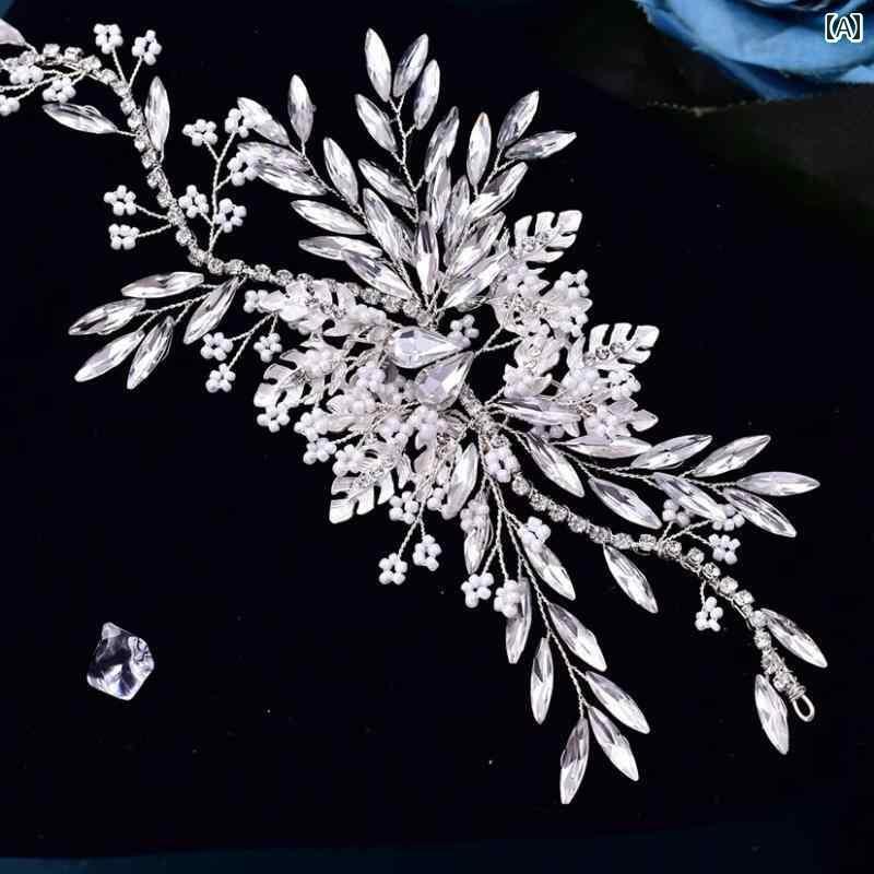 ウェディング ヘッドドレス 花 ビジュー ラインストーン キラキラ 華やか ヘアピン かわいい 痛くい ブ..