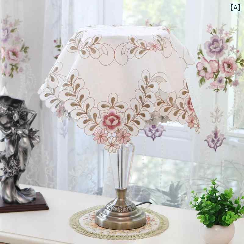 ほこりよけ カバー 布 テーブルランプ 小型家電 雑貨 インテリア リビング 寝室 刺繍 レース オーガン..