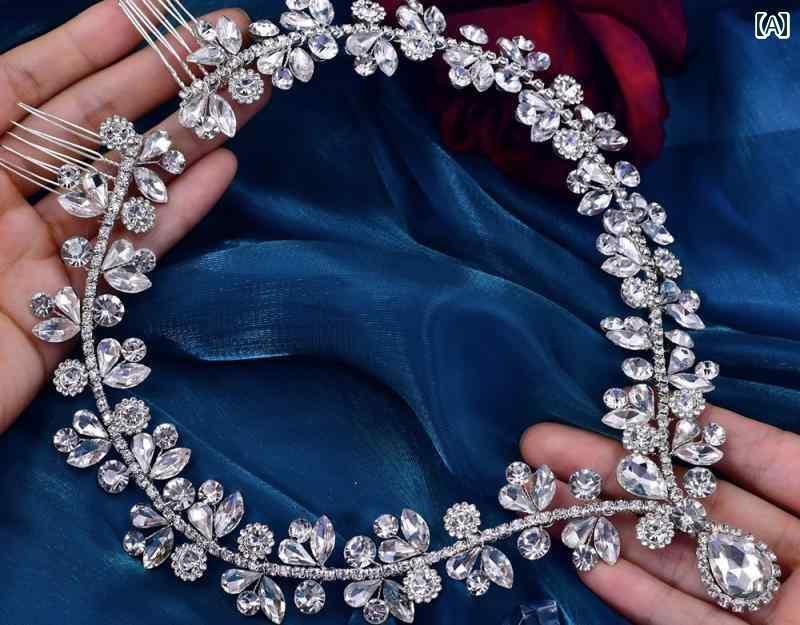 ウェディング ヘッドドレス 花 ヘアコーム かわいい 痛くい ティアラ 低め ネックレス ビジュー ライン..