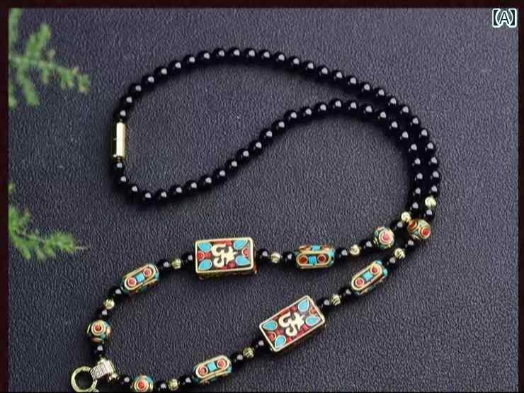 ネックレス のみ アクセサリー 仏教 お守り タイ 僧侶 仏陀 ペンダント ストラップ リング ブラック ビ..