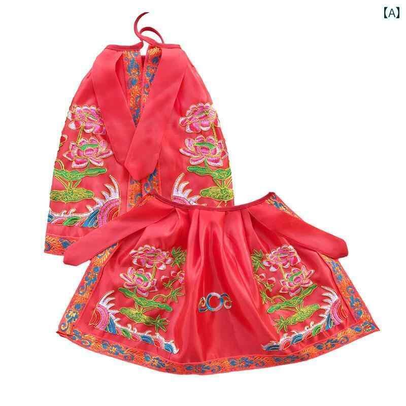 仏像 置物 マント ローブ 観音 菩薩 二層 刺繍 ショール レッド ホワイト ピンク 衣装 インテリア ディスプレイ ポリエステル レトロ 中国風