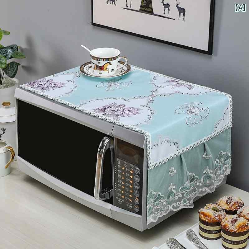 ほこりよけ 布 電子レンジ カバー モダン ダスト シンプル 耐油 オーブン 冷蔵庫 タオル グリーン ブル..