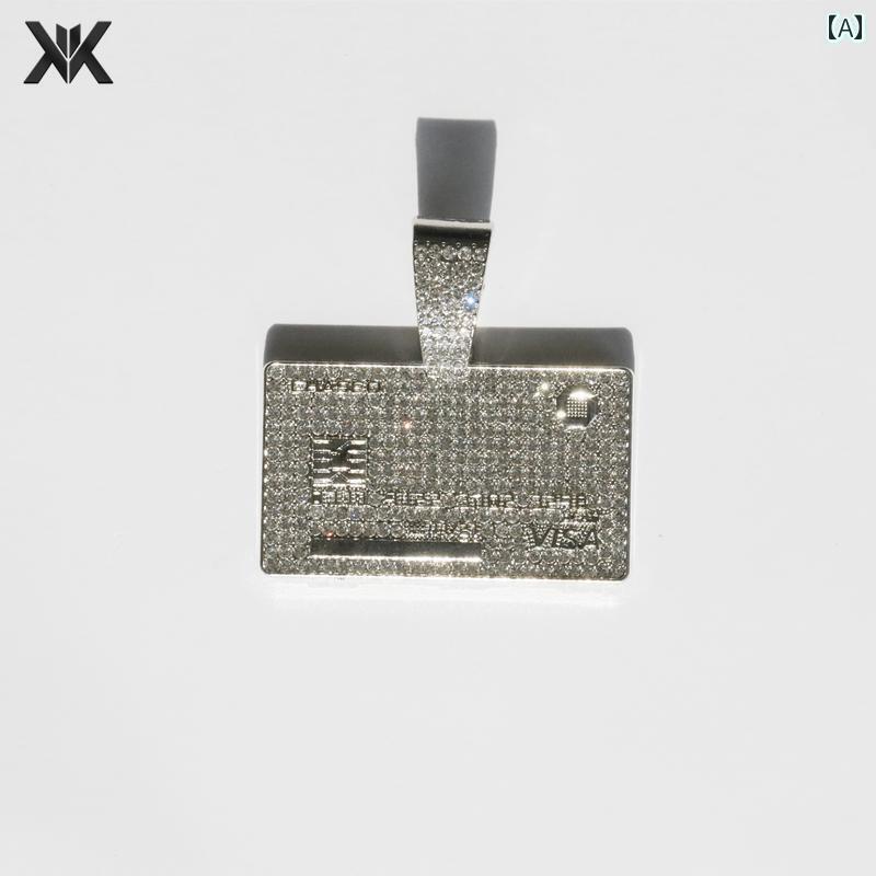 ネックレス メンズ アクセサリー レディース 極太 ヒップホップ バンク カード スクエア ペンダント セット 個性 ショート 鎖骨 キューバ チェーン シルバ...